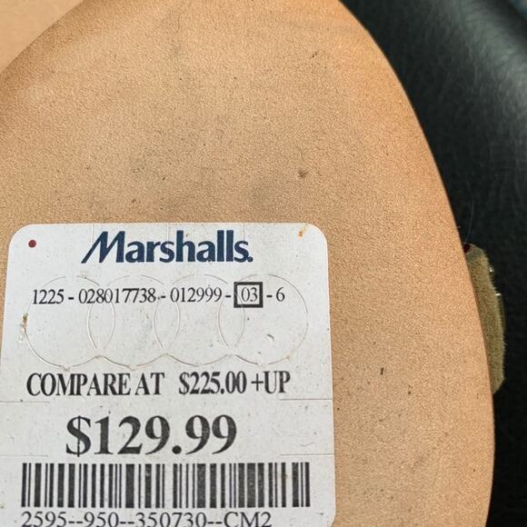 BRAND NEW $225 OLIVE GREEN ITALIAN STUDDED SUEDE HIGH HEEL STRAPPY SANDALS 38 - Picture 7 of 7